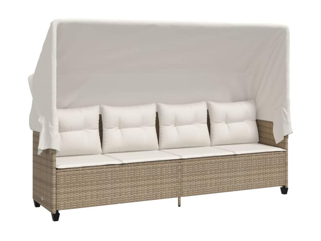 Ensemble de mobilier de jardin 5 pièces en résine tressée beige, avec coussins