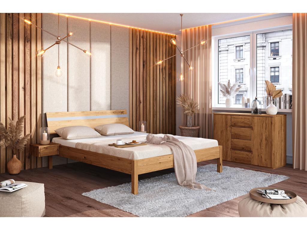 Lit en chêne naturel, 120 x 200 cm