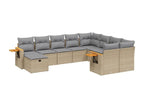 Ensemble de mobilier de jardin 10 pièces en résine tressée beige, avec coussins - dlz1766572480460