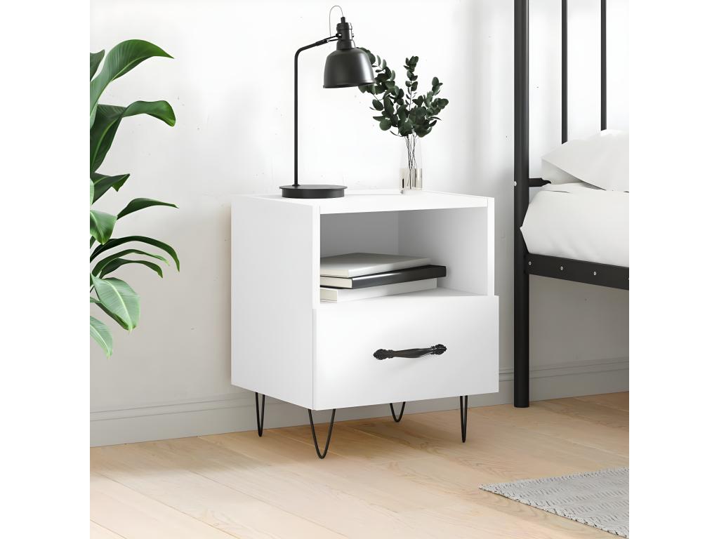 Table en bois d'ingénierie blanc, 40 x 35 x 47,5 cm - dlz1766573038380