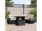 Ensemble de mobilier de jardin 6 pièces en résine tressée noire, avec coussins - dlz1766572477097