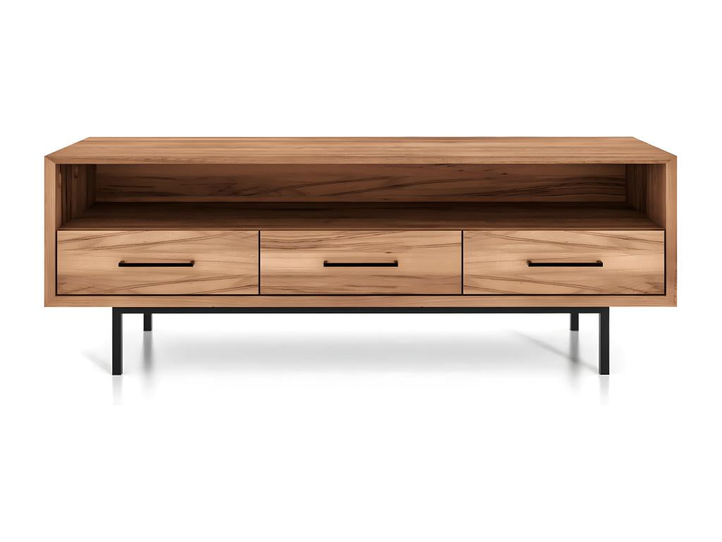 Meuble TV marron à 3 tiroirs, 144 x 45 cm