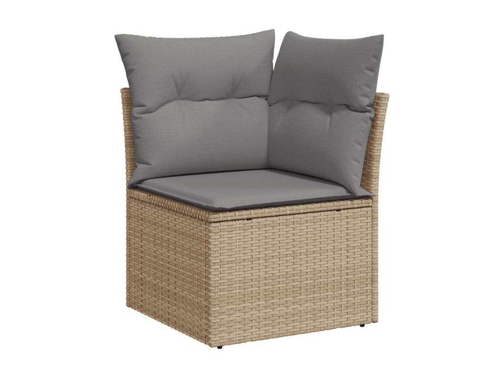Ensemble de mobilier de jardin 9 pièces en résine tressée beige, avec coussins - dlz1766572544947