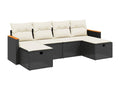 Ensemble de mobilier de jardin 6 pièces en résine tressée noire avec coussins - dlz1766573008845