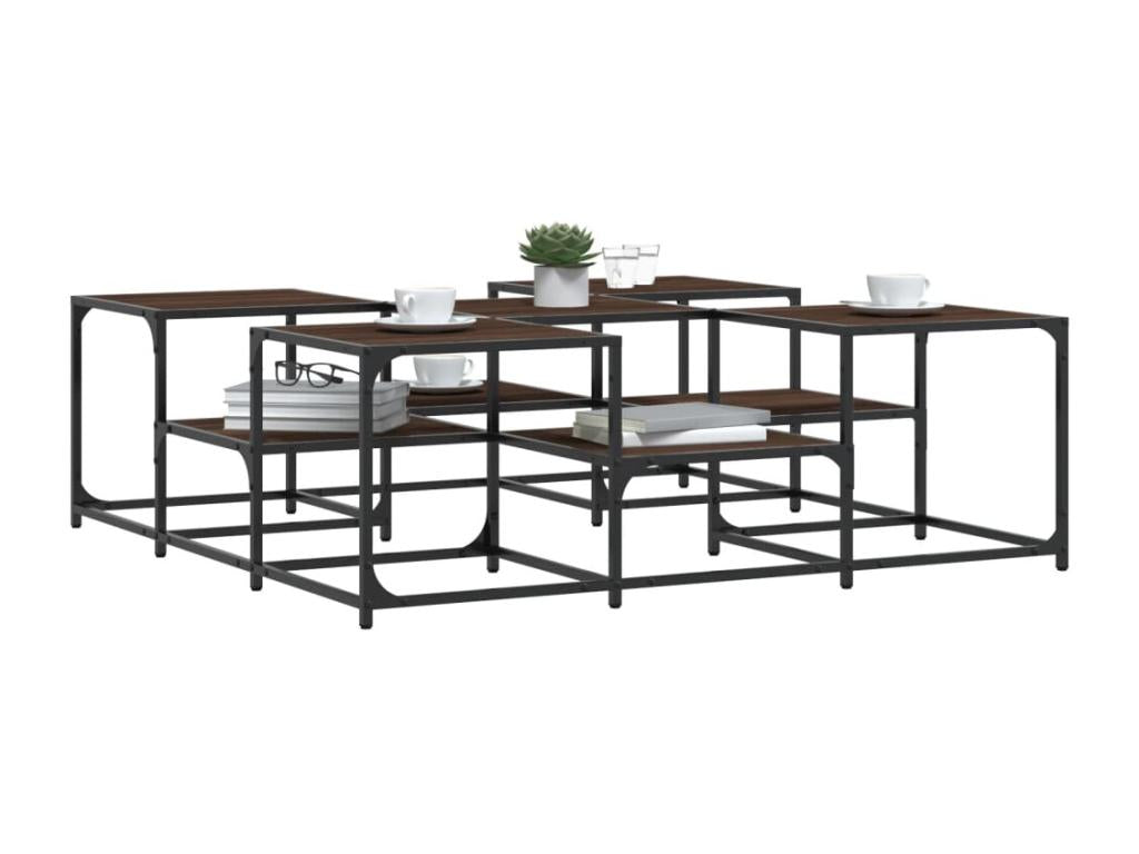 Table basse en bois composite marron, 121 x 121 x 40 cm