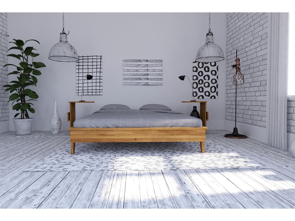 Cadre de lit en chêne naturel, 180 x 200 cm