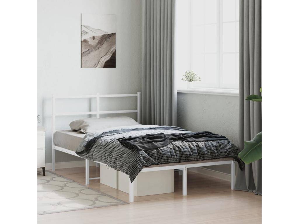 Cadre de lit en métal blanc, 120 x 200 cm