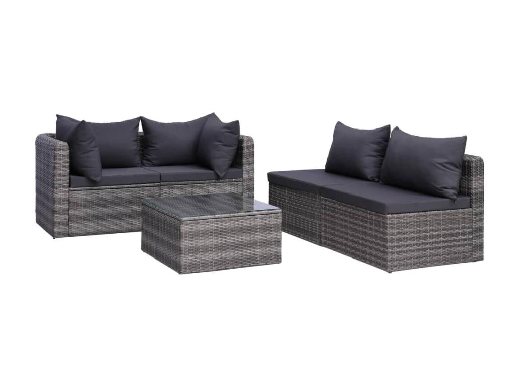 Ensemble de mobilier de jardin 8 pièces en résine tressée grise avec coussins - dlz1766573070084