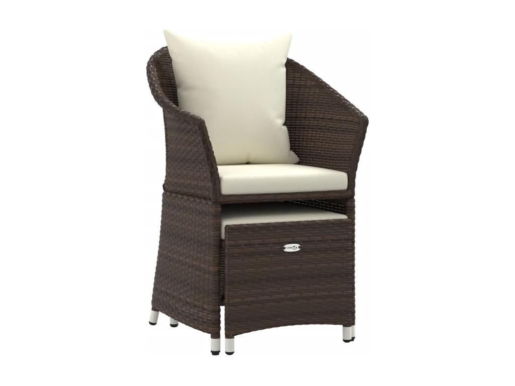 Ensemble de mobilier de jardin 2 pièces en résine tressée marron, avec coussins